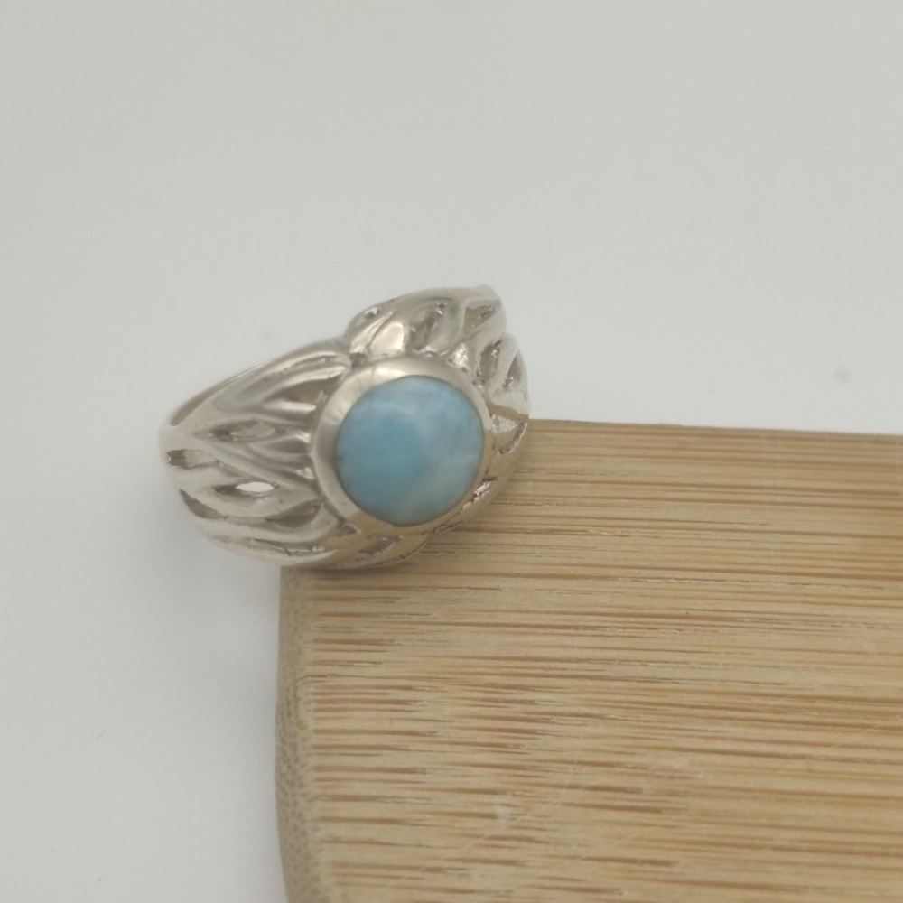 Beatiful Larimar Roots Silver 925 Ring - image 1